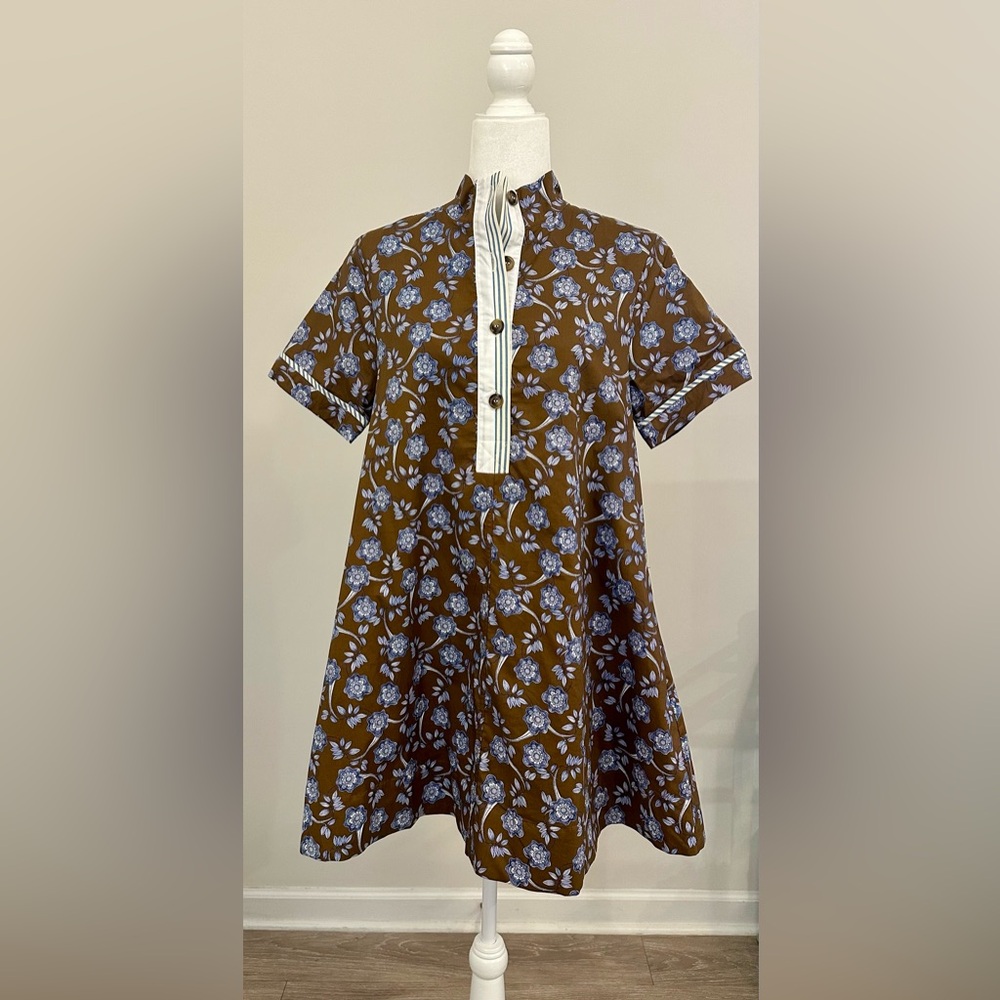 Floral Brown and Blue Dress